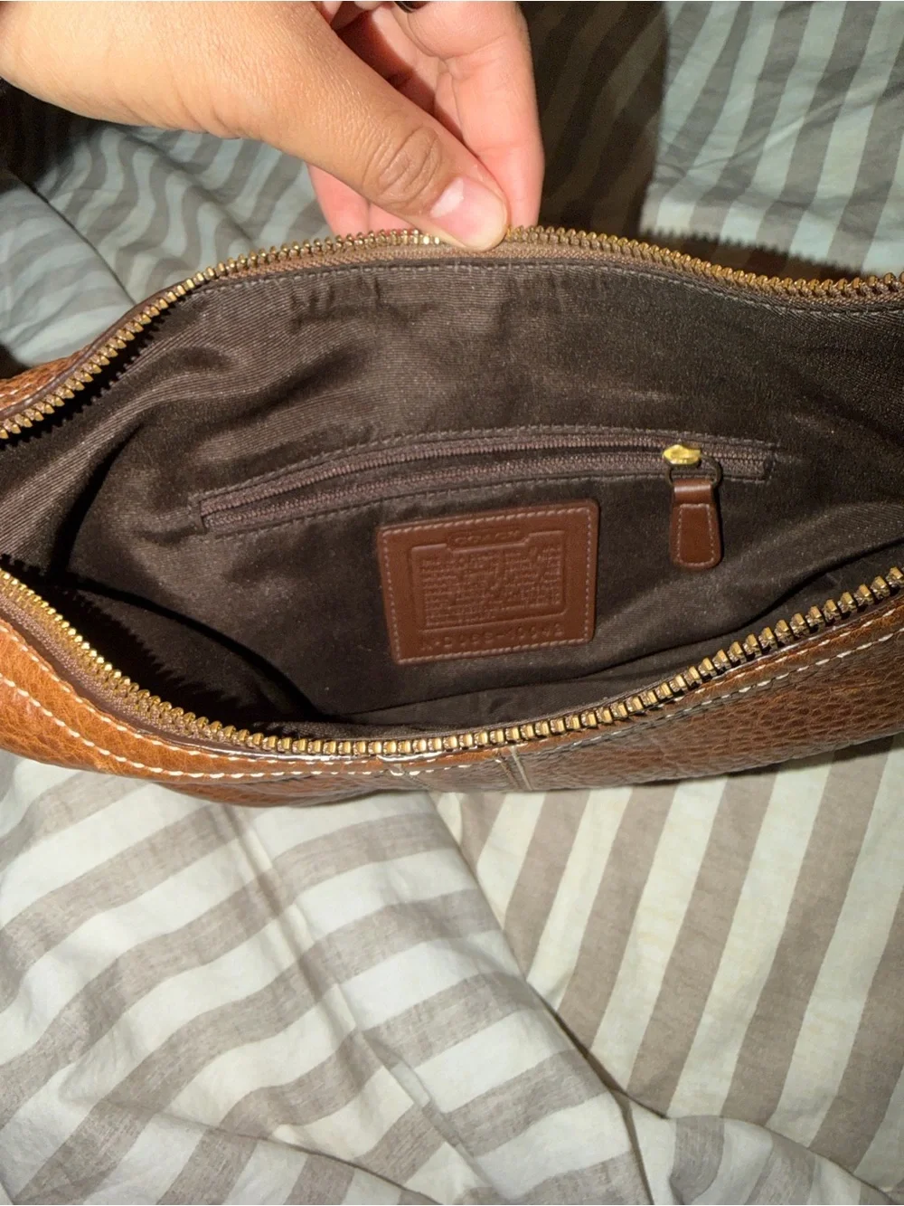 Coach Brown Textured Leather Hobo Bag